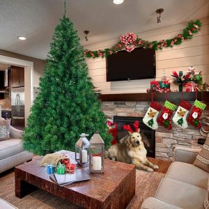 Sapin de noël Artificiel de 7 Pieds, Arbres de noël à charnières réalistes, épicéa épais, 1100 Pointes de pins de noël avec Support en métal, Assemblage Facile, atmosphère de décorations de noël Sapin de noël Artificiel de 7 Pieds | 210 cm