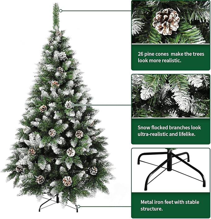 Sapin de Noël artificiel floqué de neige | 210 cm – Image 4
