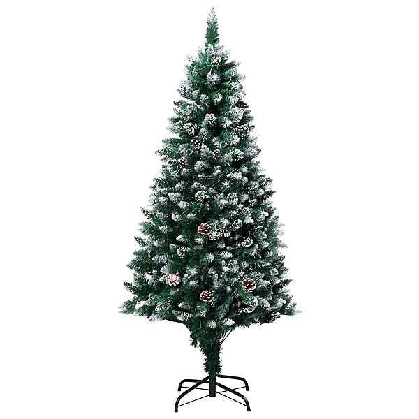 Sapin de Noël Vert métal polyéthylène enneigé |150 cm