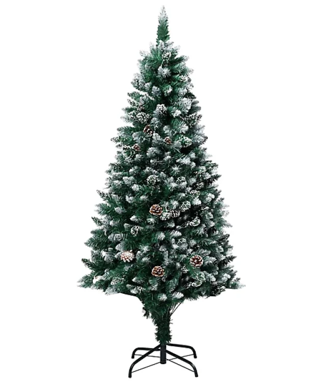 Sapin de Noël Vert métal polyéthylène enneigé |150 cm